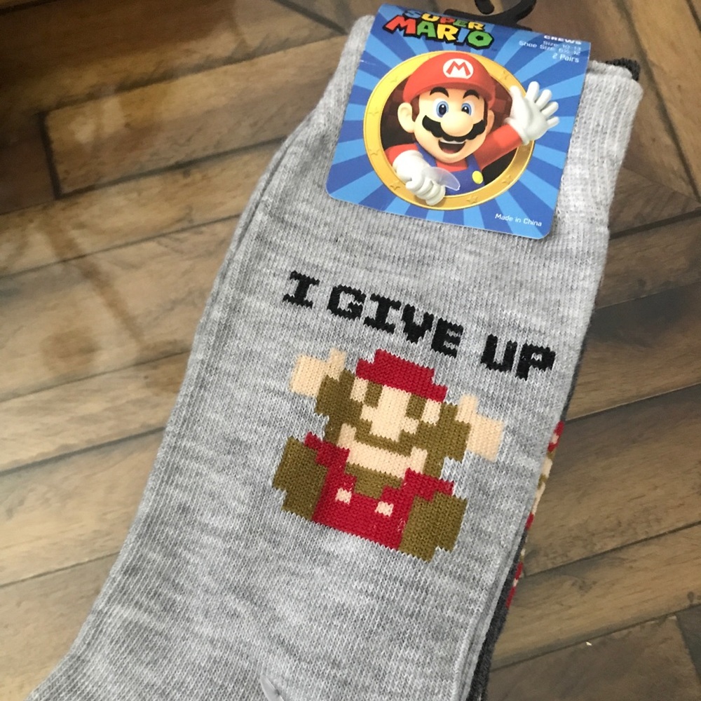 Super Mario 8-bit crew socks 2 pairs unisex